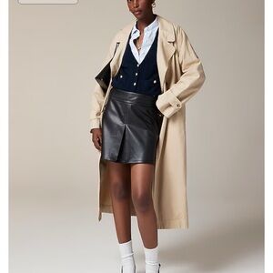 NWT J.Crew Black Center-Pleat Mini Skirt in Faux Leather 12